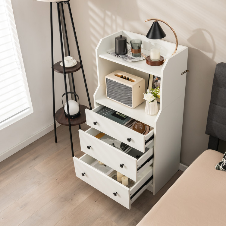 Modern Storage Dresser with Anti-toppling Device-WhiteCostway Gallery View 7 of 12